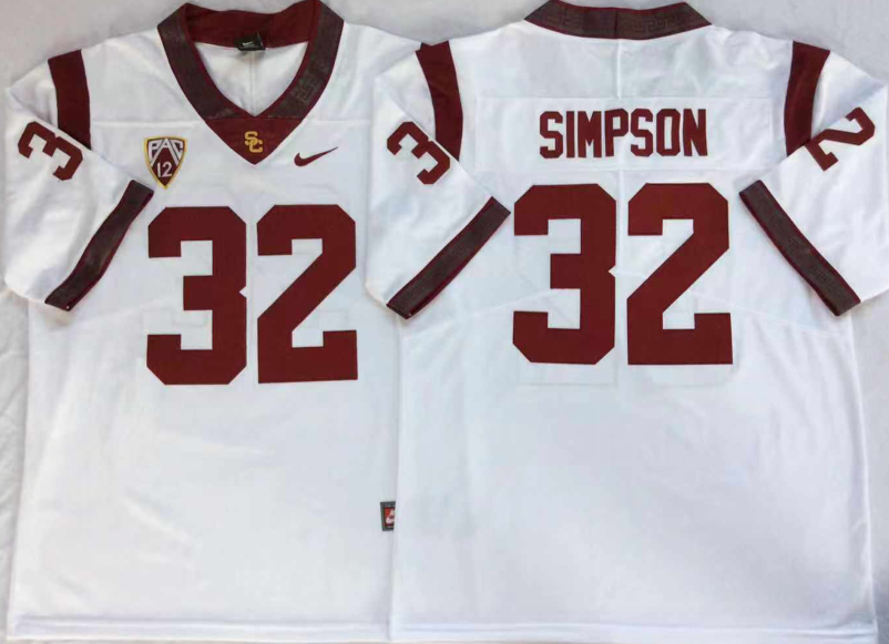 NCAA Men USC Trojans White #32 SIMPSON->ncaa teams->NCAA Jersey